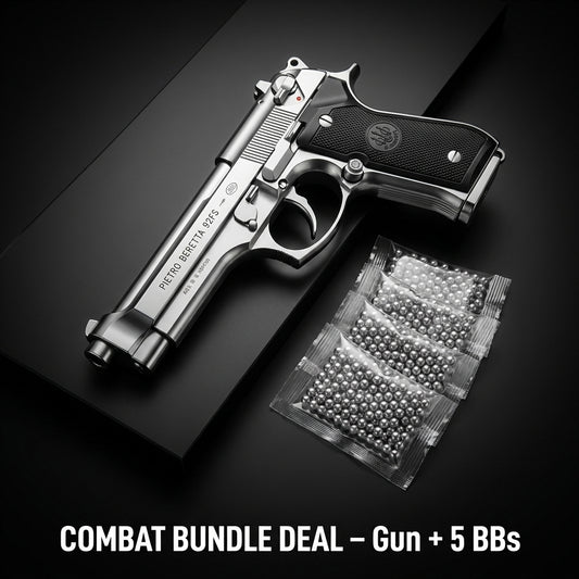 Silver Beretta M92 Combo Deal – Gun + 5 BBs Pack