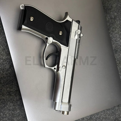 Silver M92 Beretta Airsoft Toy Gun Realistic Design Safe Fun For Play