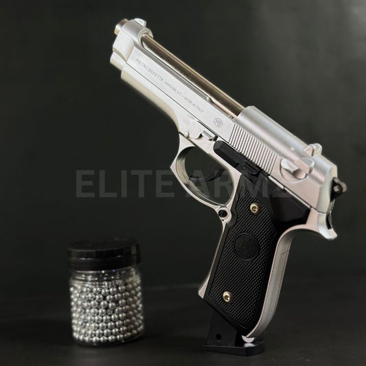Silver M92 Beretta Airsoft Toy Gun Realistic Design Safe Fun For Play