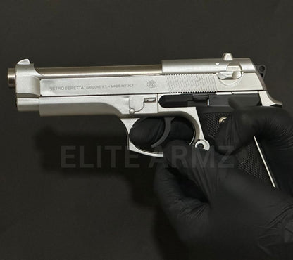 Silver M92 Beretta Airsoft Toy Gun Realistic Design Safe Fun For Play