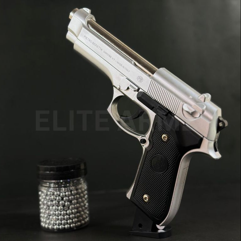 Silver M92 Beretta Airsoft Toy Gun Realistic Design Safe Fun For Play