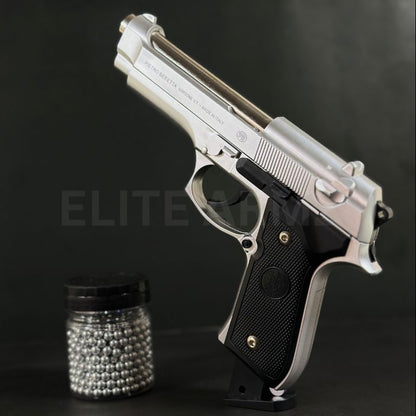 Silver M92 Beretta Airsoft Toy Gun Realistic Design Safe Fun For Play