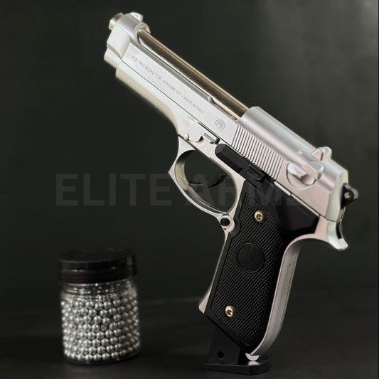 Silver M92 Beretta Airsoft Toy Gun Realistic Design Safe Fun For Play
