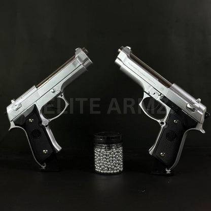 Silver M92 Beretta Airsoft Toy Gun Realistic Design Safe Fun For Play