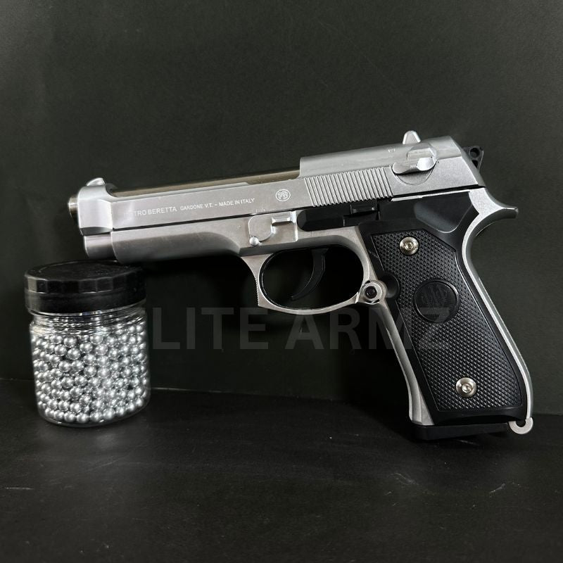 Silver M92 Beretta Airsoft Toy Gun Realistic Design Safe Fun For Play