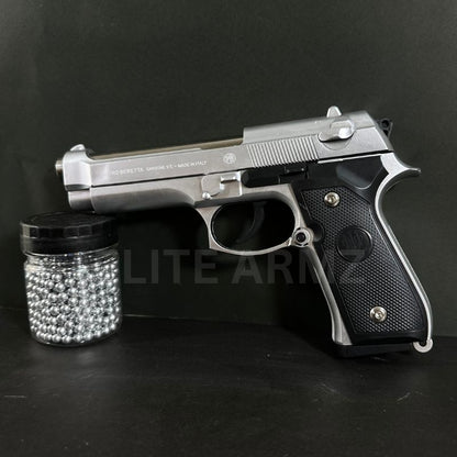 Silver M92 Beretta Airsoft Toy Gun Realistic Design Safe Fun For Play