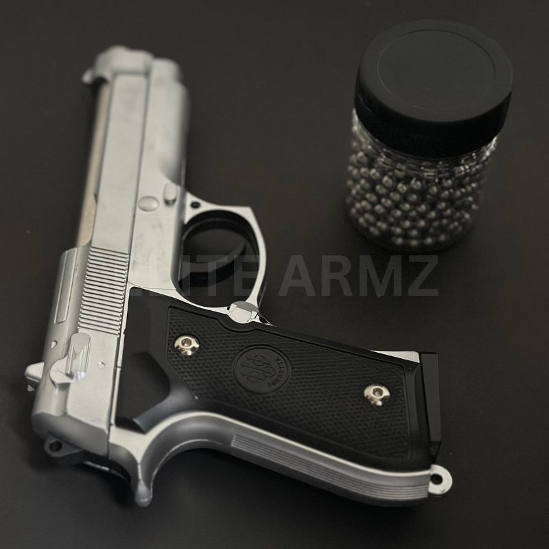 Silver M92 Beretta Airsoft Toy Gun Realistic Design Safe Fun For Play