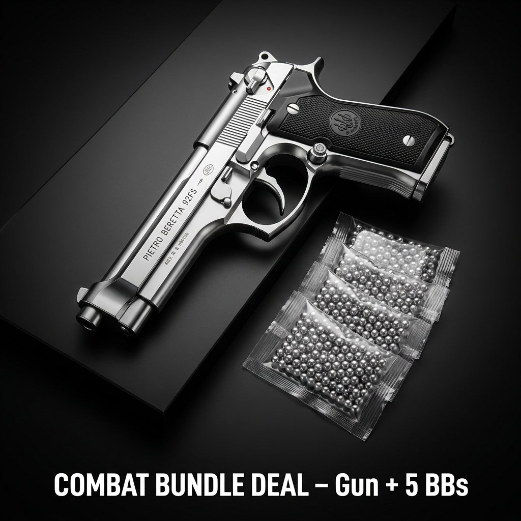 Silver Beretta M92 Combo Deal – Gun + 5 BBs Pack