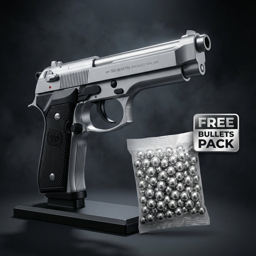Silver M92 Beretta Airsoft Toy Gun Realistic Design Safe Fun For