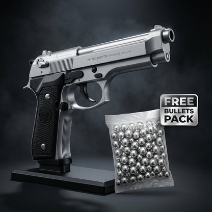 Silver M92 Beretta Airsoft Toy Gun Realistic Design Safe Fun For Play