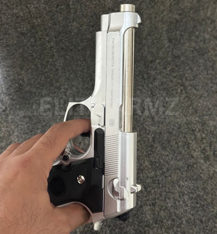 Silver M92 Beretta Airsoft Toy Gun Realistic Design Safe Fun For Play
